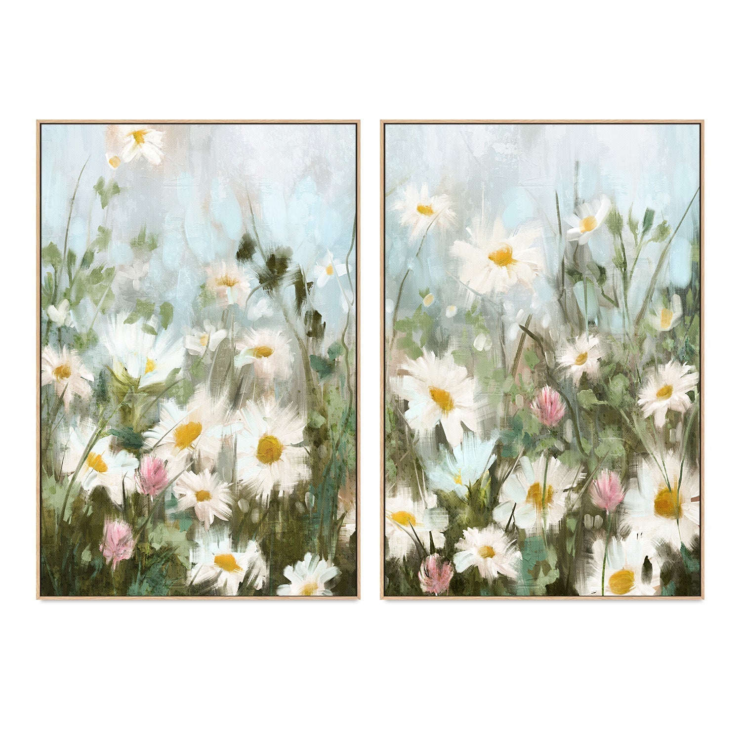 wall-art-print-canvas-poster-framed-Field Of Daisies, Style A & B, Set Of 2 , By Nina Blue-4