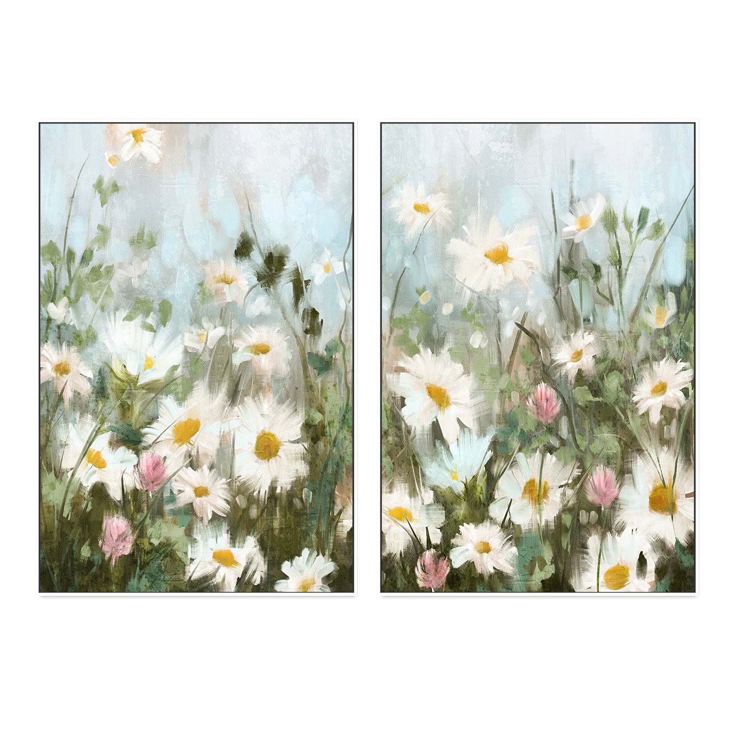 wall-art-print-canvas-poster-framed-Field Of Daisies, Style A & B, Set Of 2 , By Nina Blue-5