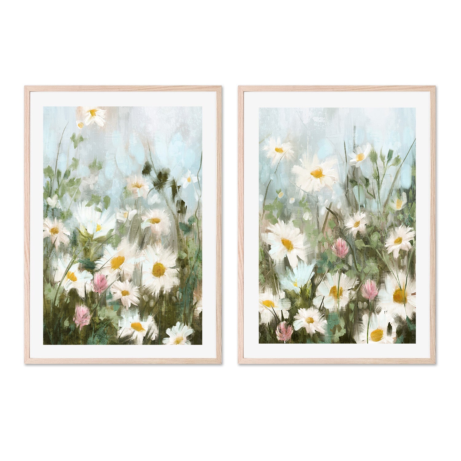 wall-art-print-canvas-poster-framed-Field Of Daisies, Style A & B, Set Of 2 , By Nina Blue-6