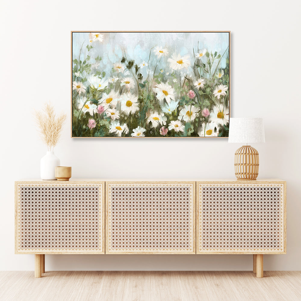 wall-art-print-canvas-poster-framed-Field Of Daisies, Style C , By Nina Blue-2