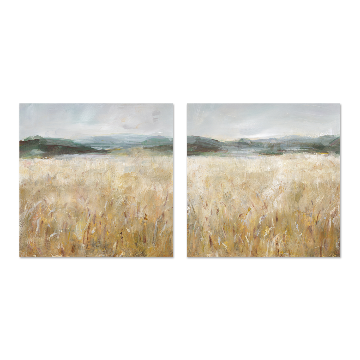 wall-art-print-canvas-poster-framed-Field of Gold, Style A & B, Set Of 2 , By Danhui Nai-1