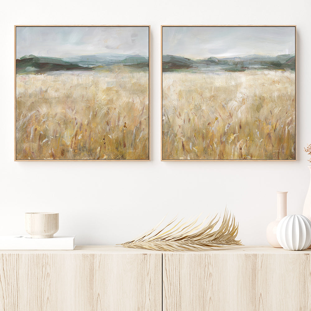 wall-art-print-canvas-poster-framed-Field of Gold, Style A & B, Set Of 2 , By Danhui Nai-2