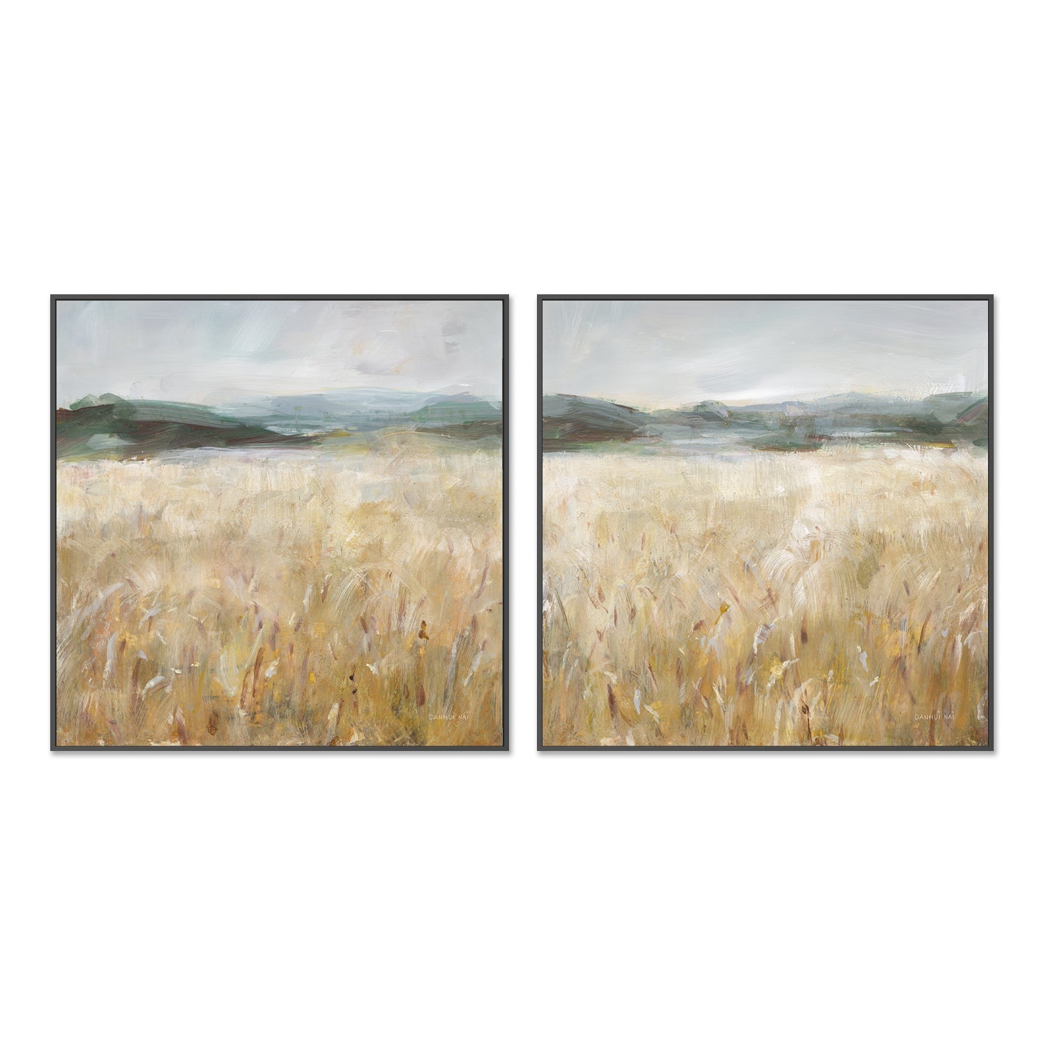 wall-art-print-canvas-poster-framed-Field of Gold, Style A & B, Set Of 2 , By Danhui Nai-3