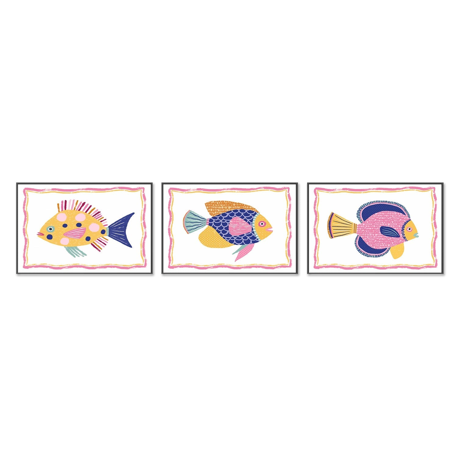 wall-art-print-canvas-poster-framed-Fish, Style A, B & C, Set Of 3 , By Lisa Nohren-3