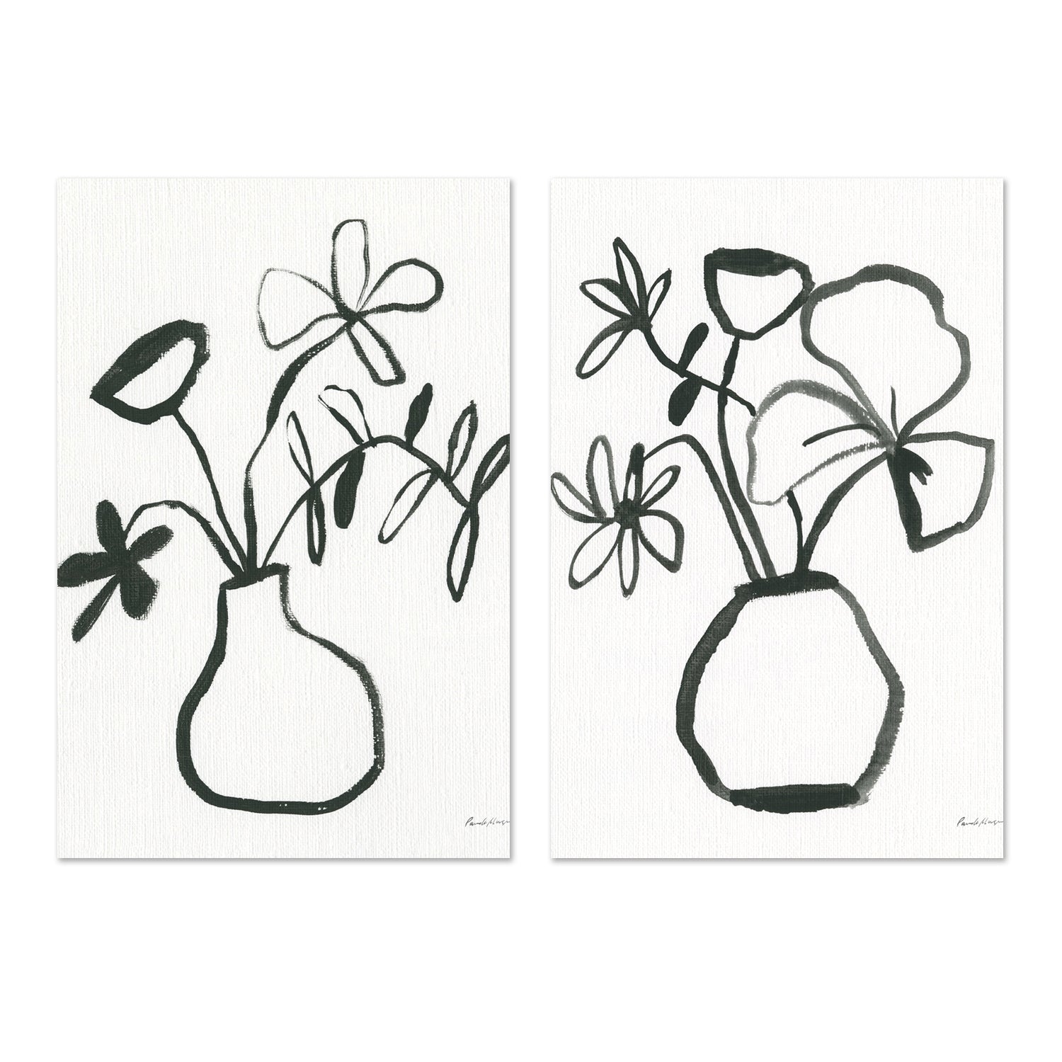 wall-art-print-canvas-poster-framed-Floral Sketch, Set of 2-by-Pamela Munger-Gioia Wall Art