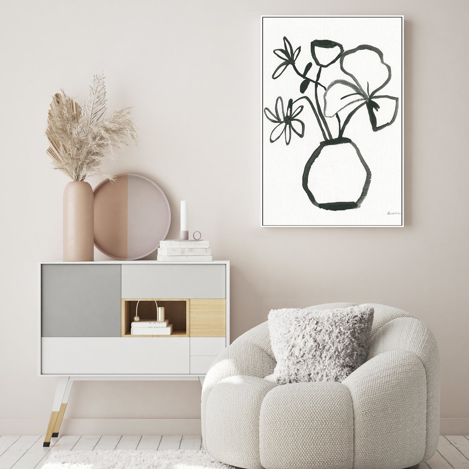 wall-art-print-canvas-poster-framed-Floral Sketch, Style B-by-Pamela Munger-Gioia Wall Art