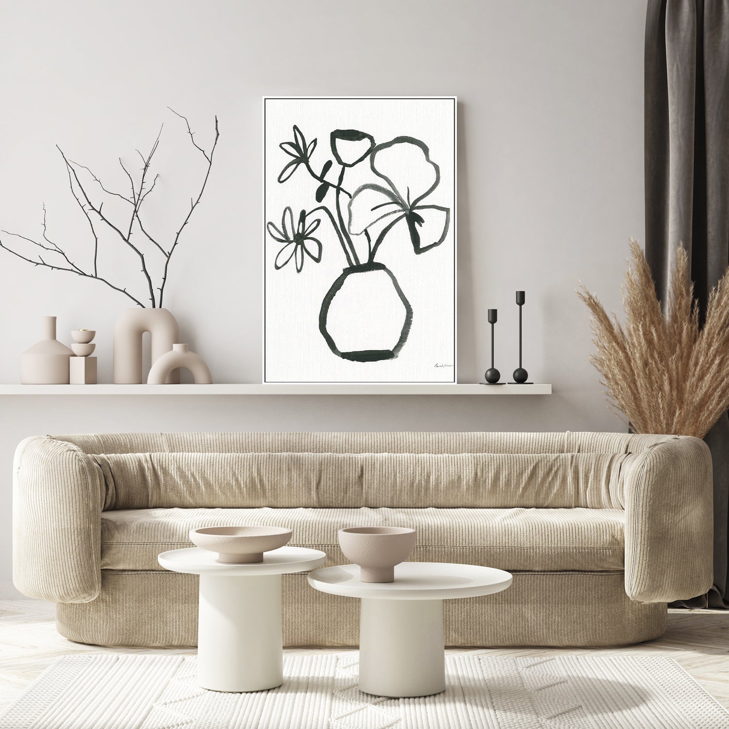 wall-art-print-canvas-poster-framed-Floral Sketch, Style B-by-Pamela Munger-Gioia Wall Art