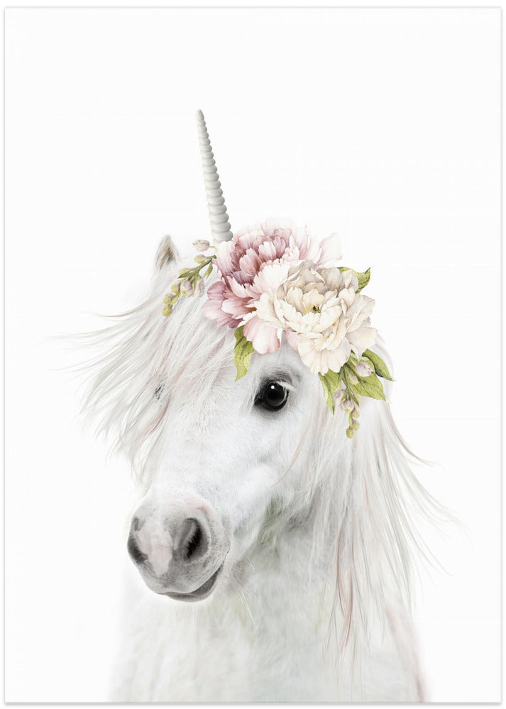 wall-art-print-canvas-poster-framed-Floral Unicorn , By Lola Peacock-1