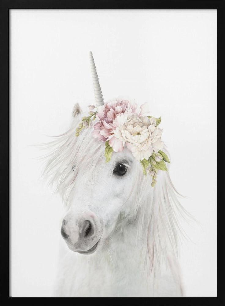 wall-art-print-canvas-poster-framed-Floral Unicorn , By Lola Peacock-3