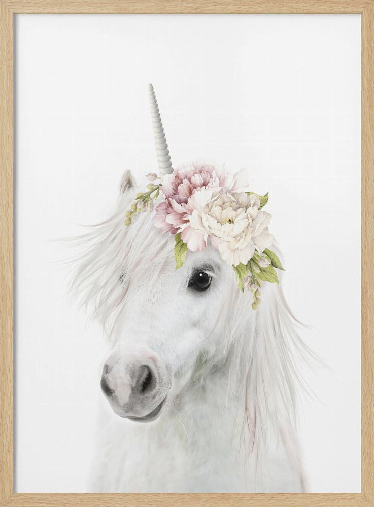 wall-art-print-canvas-poster-framed-Floral Unicorn , By Lola Peacock-4