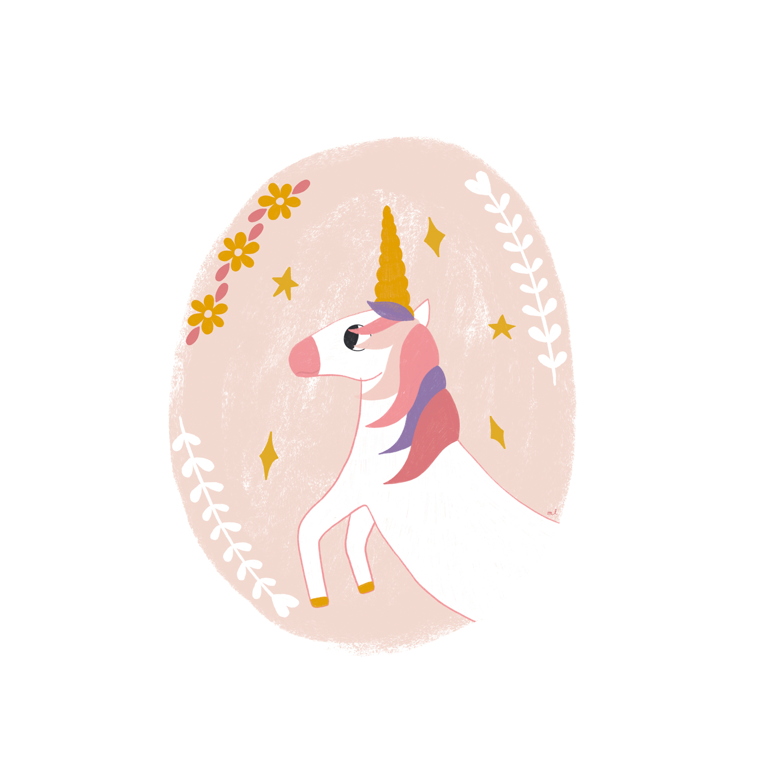 wall-art-print-canvas-poster-framed-Floral Unicorn , By Menina Lisboa-1