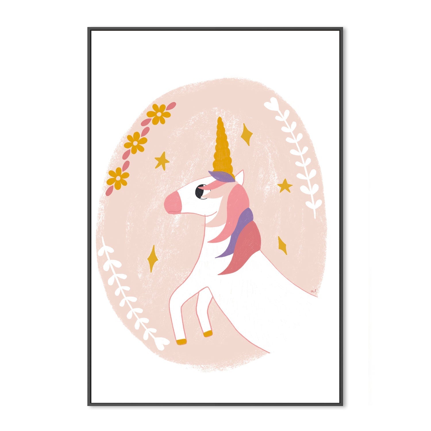 wall-art-print-canvas-poster-framed-Floral Unicorn , By Menina Lisboa-3