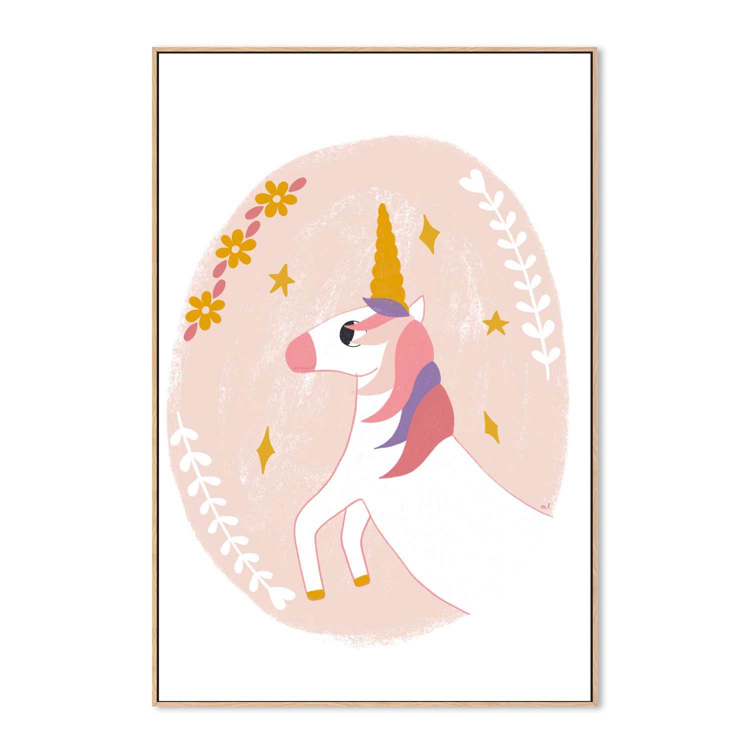 wall-art-print-canvas-poster-framed-Floral Unicorn , By Menina Lisboa-4