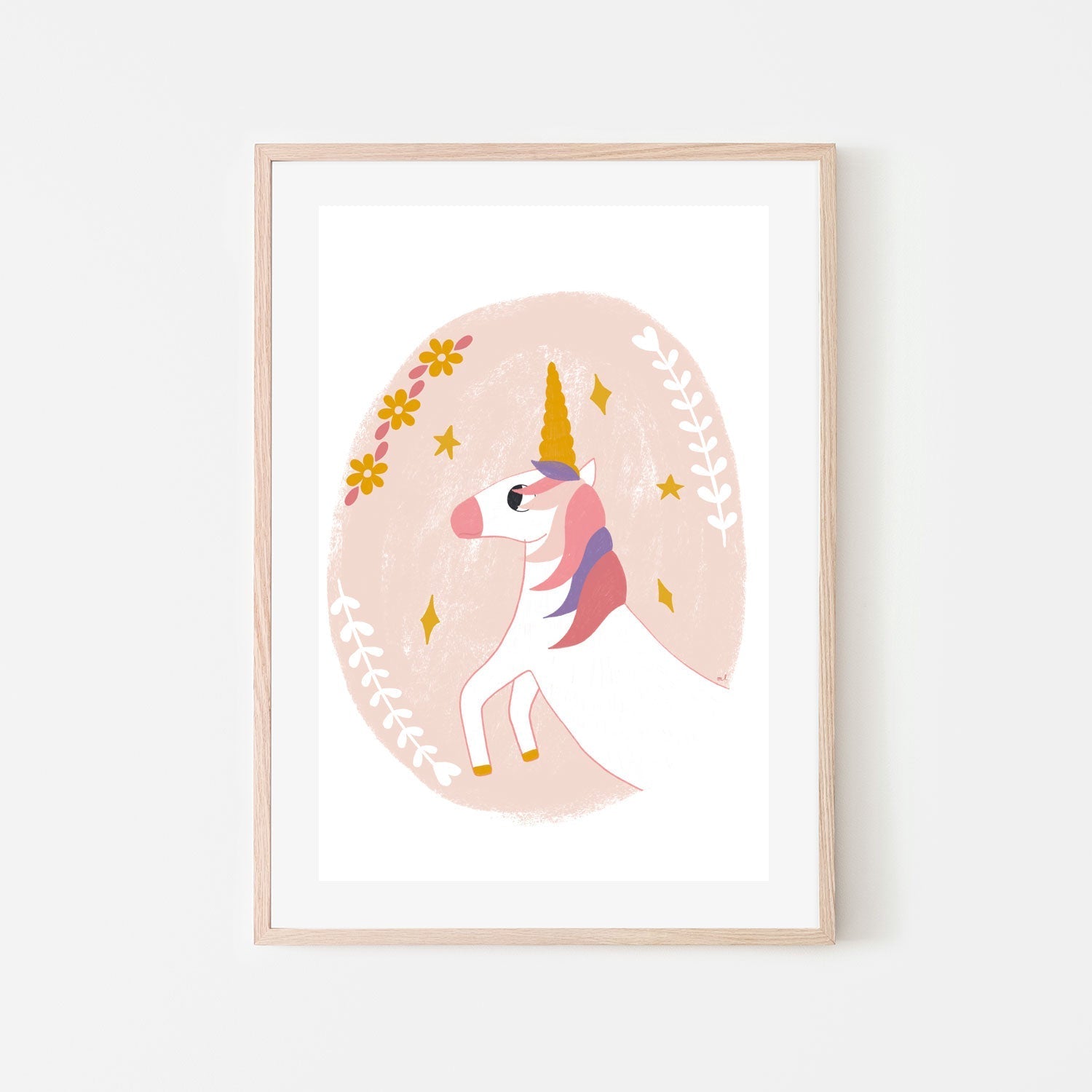 wall-art-print-canvas-poster-framed-Floral Unicorn , By Menina Lisboa-6