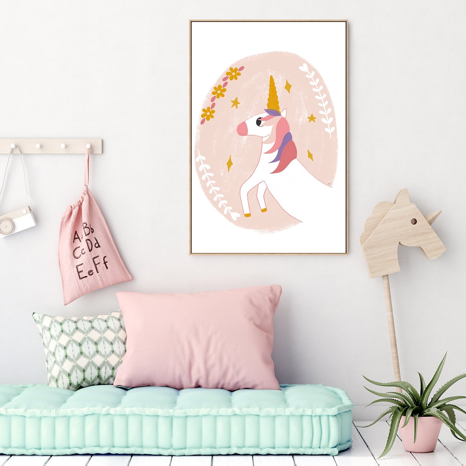 wall-art-print-canvas-poster-framed-Floral Unicorn , By Menina Lisboa-7