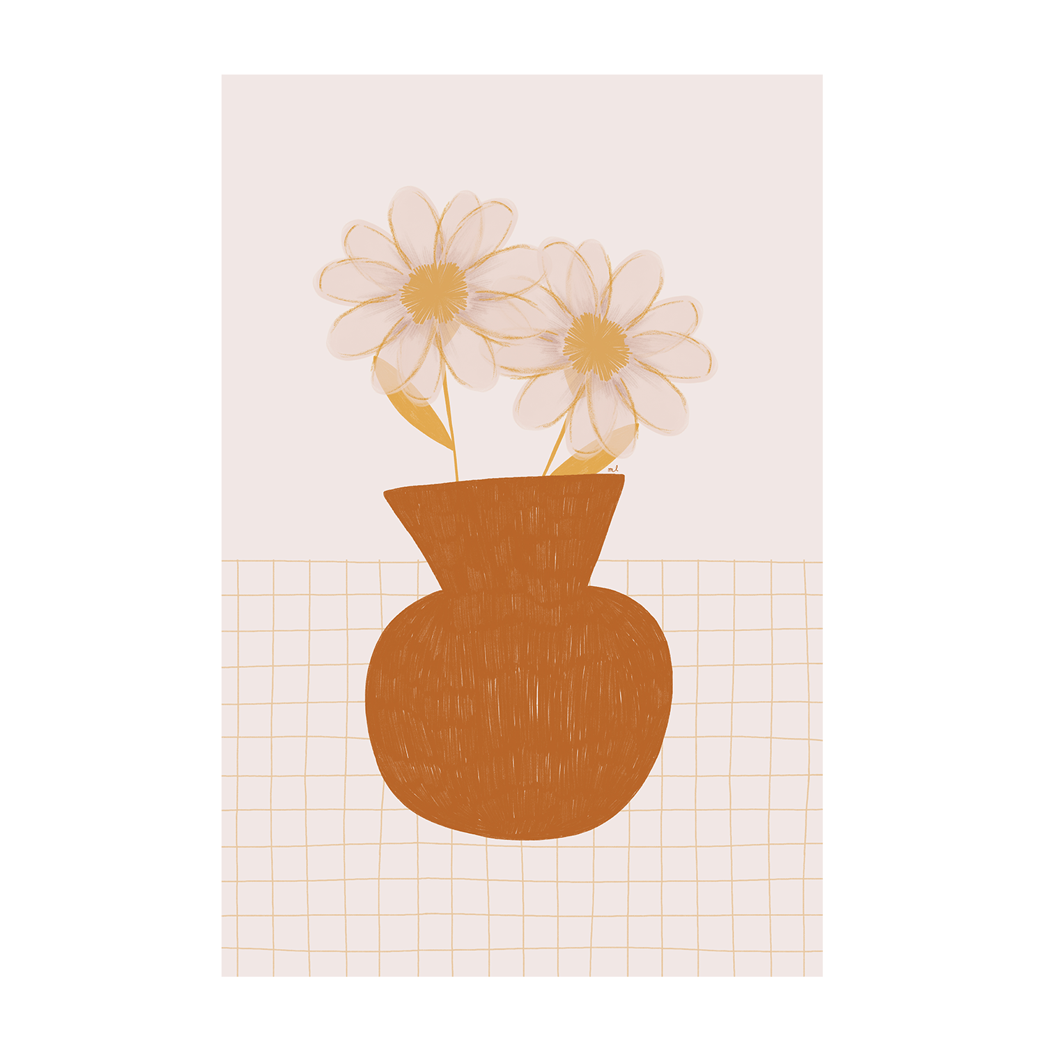 wall-art-print-canvas-poster-framed-Flower and Vase with Two Daisies, Set Of 2 , By Menina Lisboa-8