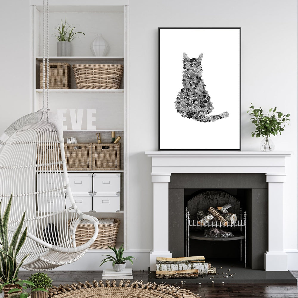 wall-art-print-canvas-poster-framed-Flower Cat, Style B-by-Danushka Abeygoda-Gioia Wall Art