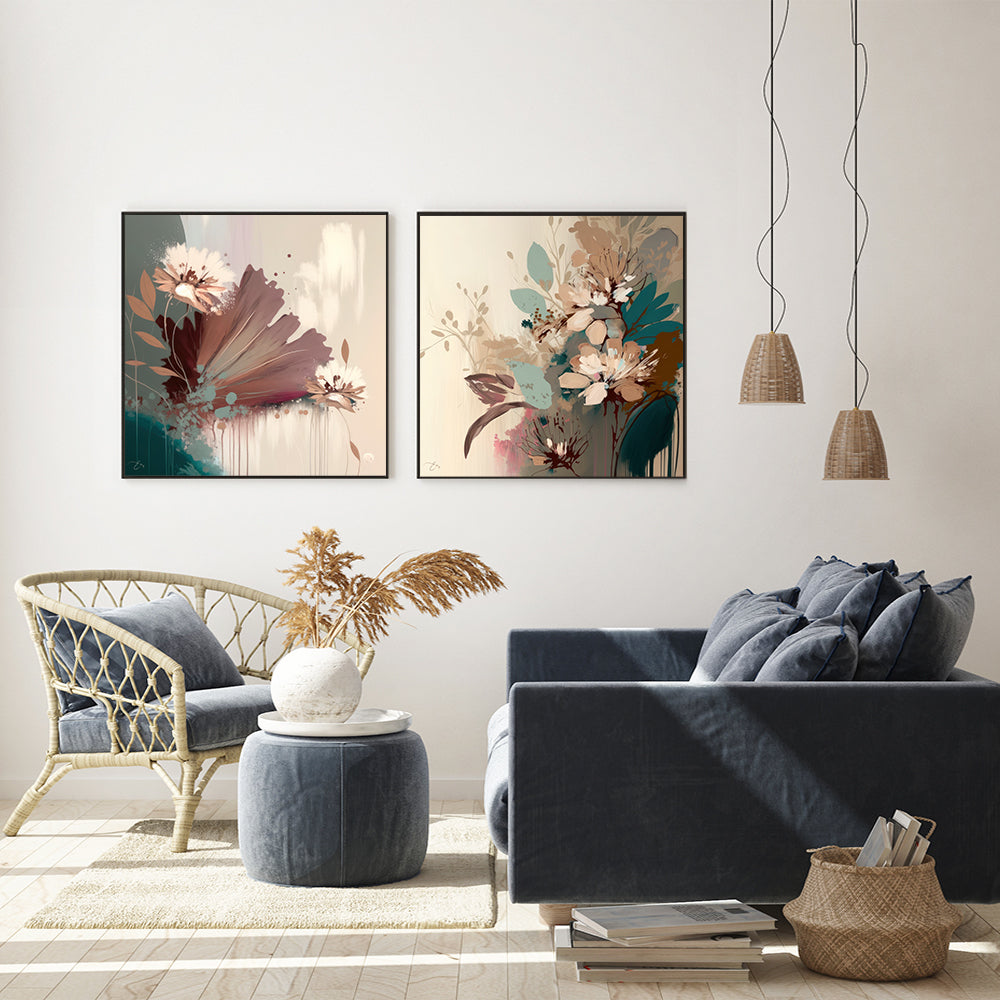 wall-art-print-canvas-poster-framed-Flower Field, Style A & B, Set Of 2 , By Bella Eve-GIOIA-WALL-ART