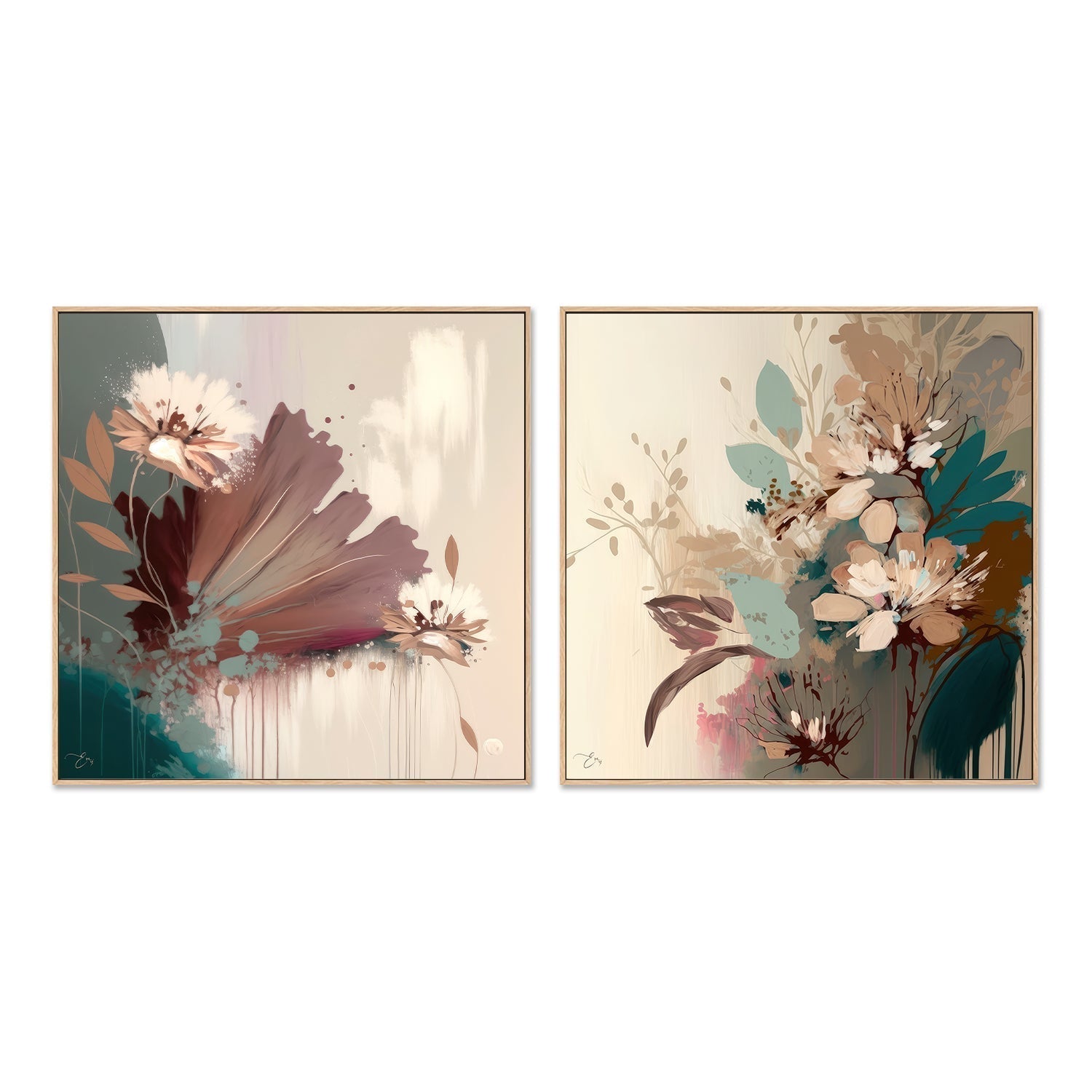 wall-art-print-canvas-poster-framed-Flower Field, Style A & B, Set Of 2 , By Bella Eve-GIOIA-WALL-ART