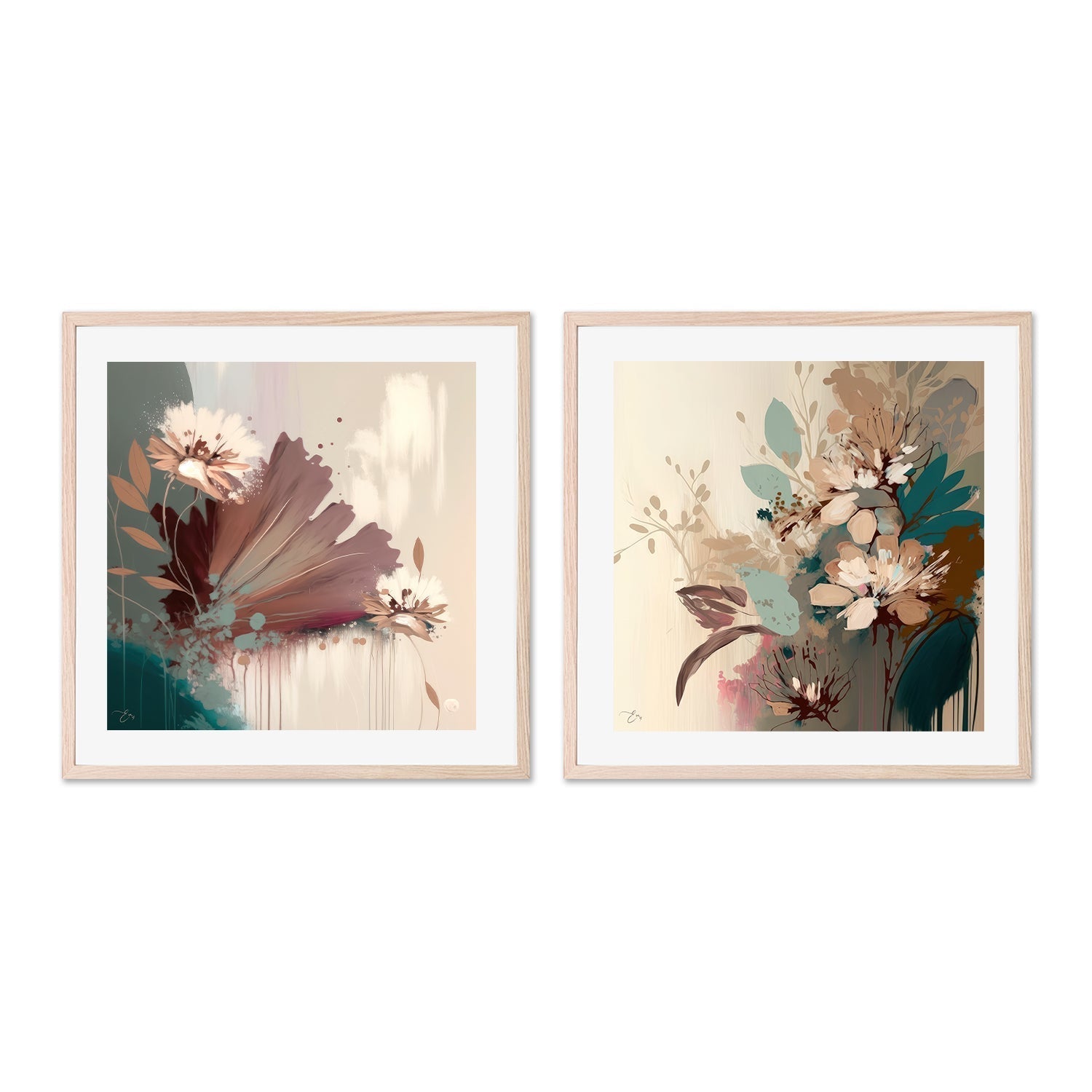 wall-art-print-canvas-poster-framed-Flower Field, Style A & B, Set Of 2 , By Bella Eve-GIOIA-WALL-ART