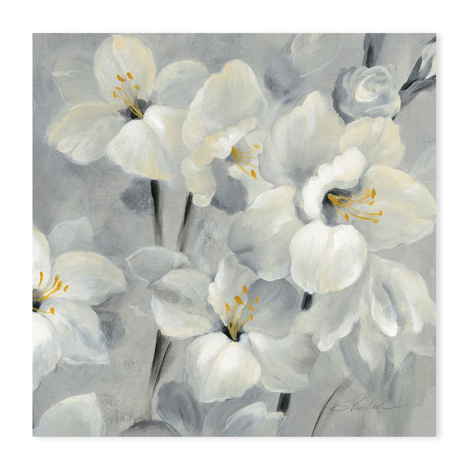 wall-art-print-canvas-poster-framed-Flowers on Grey-by-Silvia Vassileva-Gioia Wall Art