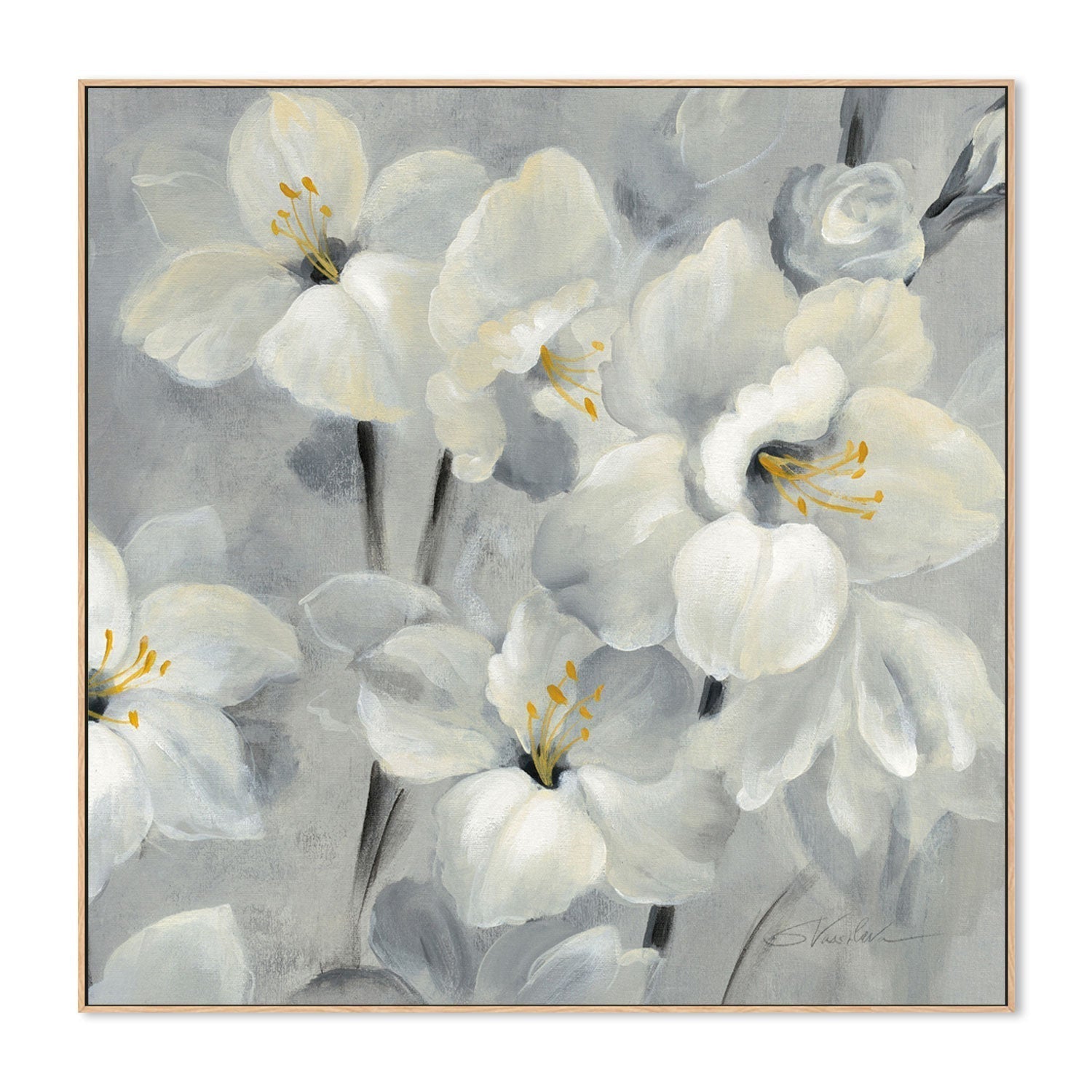 wall-art-print-canvas-poster-framed-Flowers on Grey-by-Silvia Vassileva-Gioia Wall Art