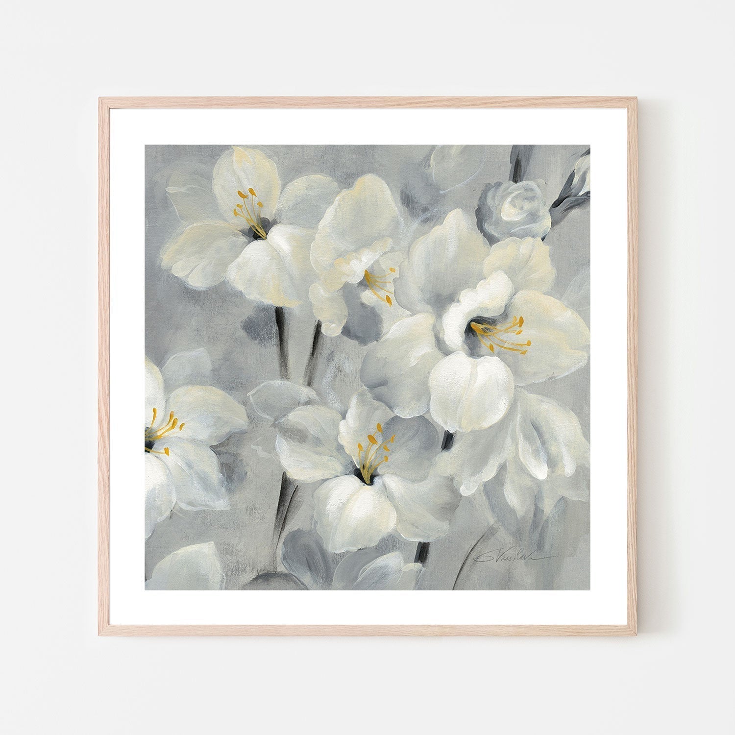 wall-art-print-canvas-poster-framed-Flowers on Grey-by-Silvia Vassileva-Gioia Wall Art