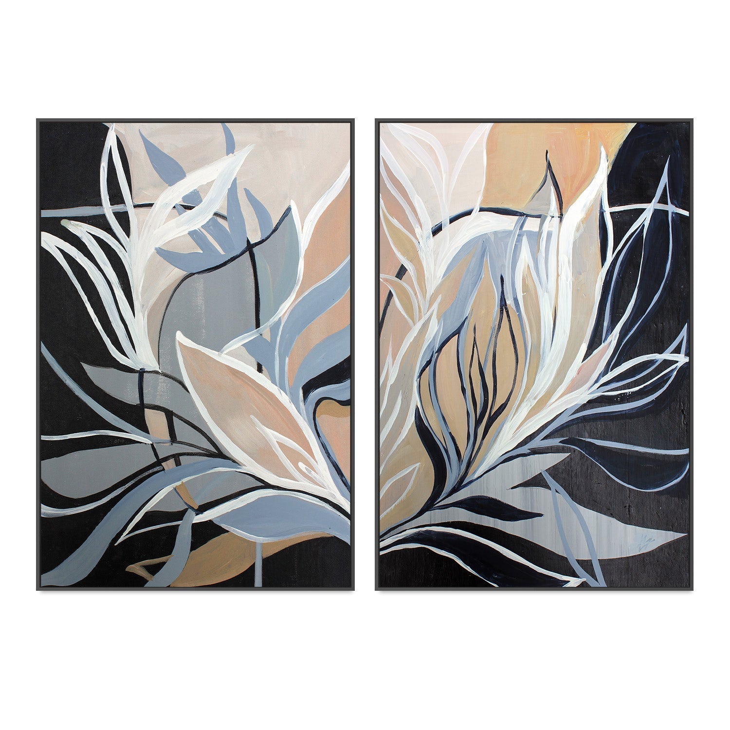 wall-art-print-canvas-poster-framed-Flowers, Style C & D, Set Of 2 , By Amelia Aveline-3