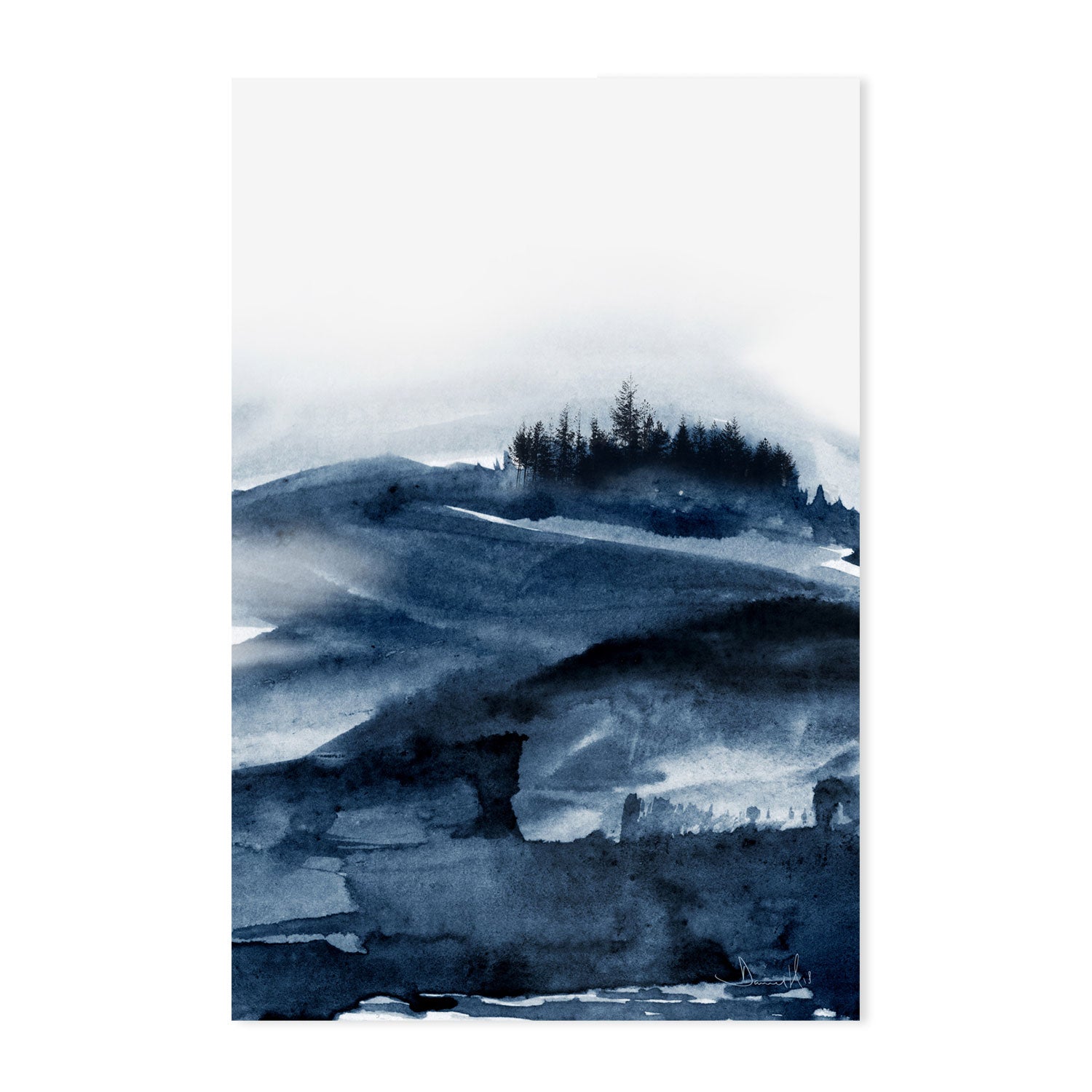 wall-art-print-canvas-poster-framed-Forest Blue, Style A & B, Set Of 2 , By Dan Hobday-GIOIA-WALL-ART