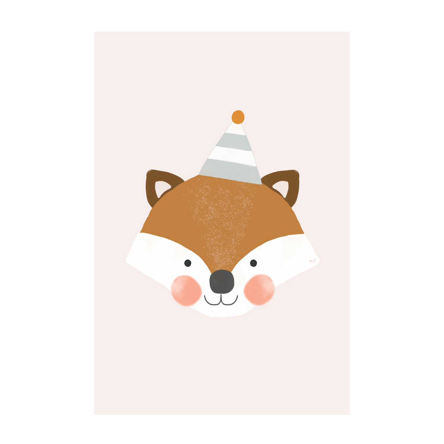 wall-art-print-canvas-poster-framed-Fox with Party Hat , By Menina Lisboa-1