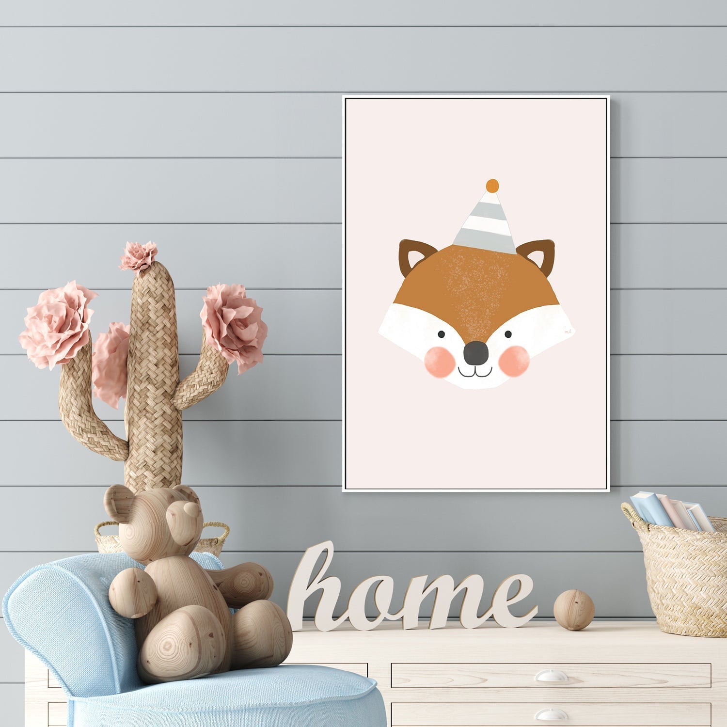 wall-art-print-canvas-poster-framed-Fox with Party Hat , By Menina Lisboa-2