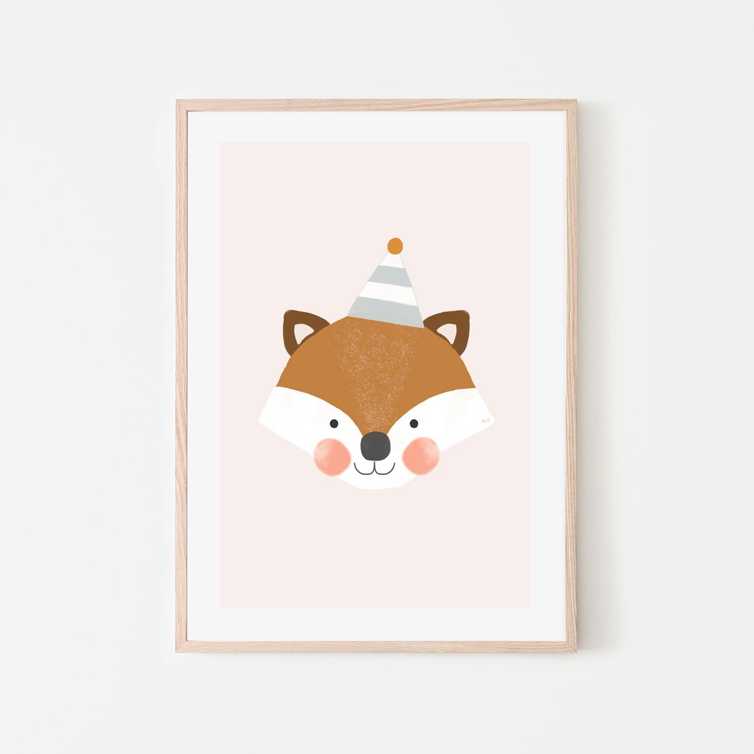 wall-art-print-canvas-poster-framed-Fox with Party Hat , By Menina Lisboa-6