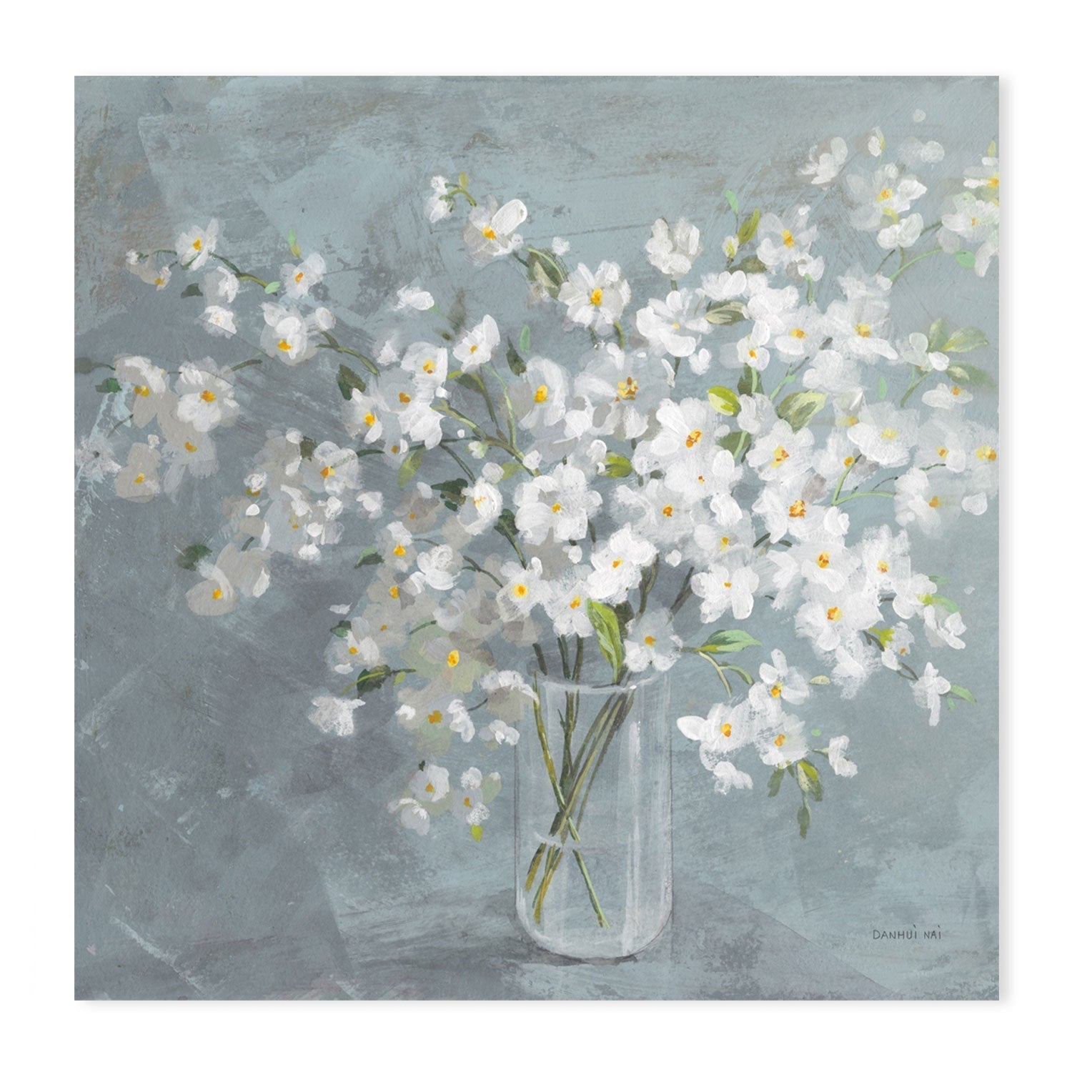 wall-art-print-canvas-poster-framed-Fresh White Bouquet Gray-by-Danhui Nai-Gioia Wall Art