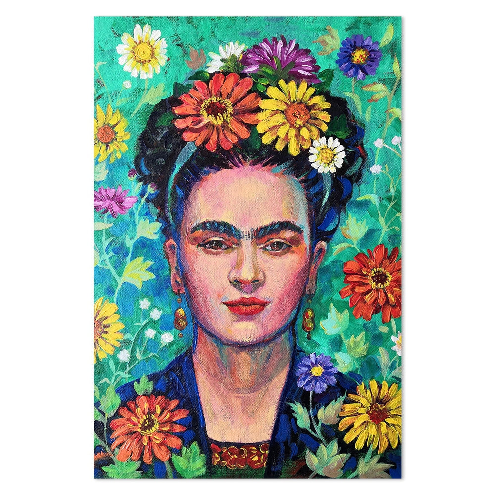 wall-art-print-canvas-poster-framed-Frida Kahlo Floral Portrait, Style A-by-Ekaterina Prisich-Gioia Wall Art