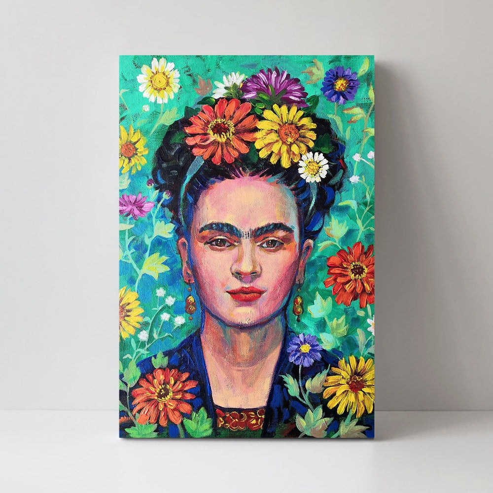 wall-art-print-canvas-poster-framed-Frida Kahlo Floral Portrait, Style A-by-Ekaterina Prisich-Gioia Wall Art