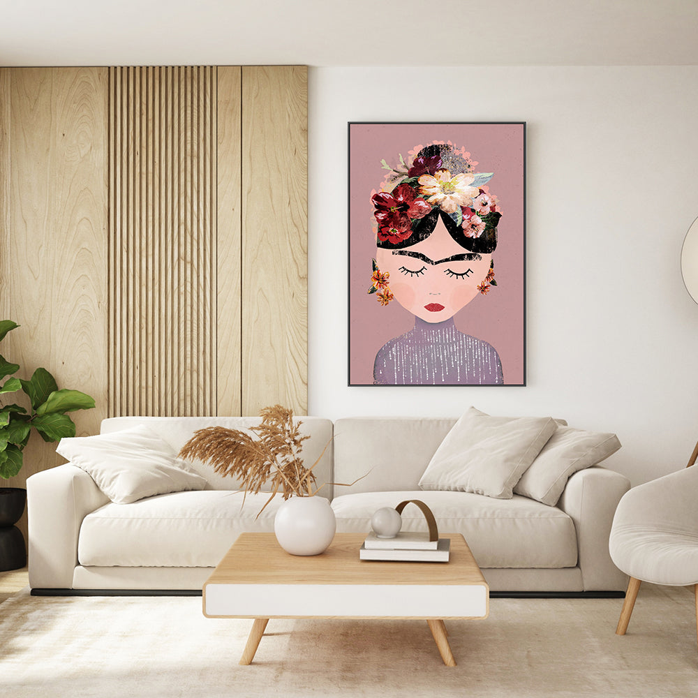 wall-art-print-canvas-poster-framed-Frida, Pastel Version , By Treechild-GIOIA-WALL-ART