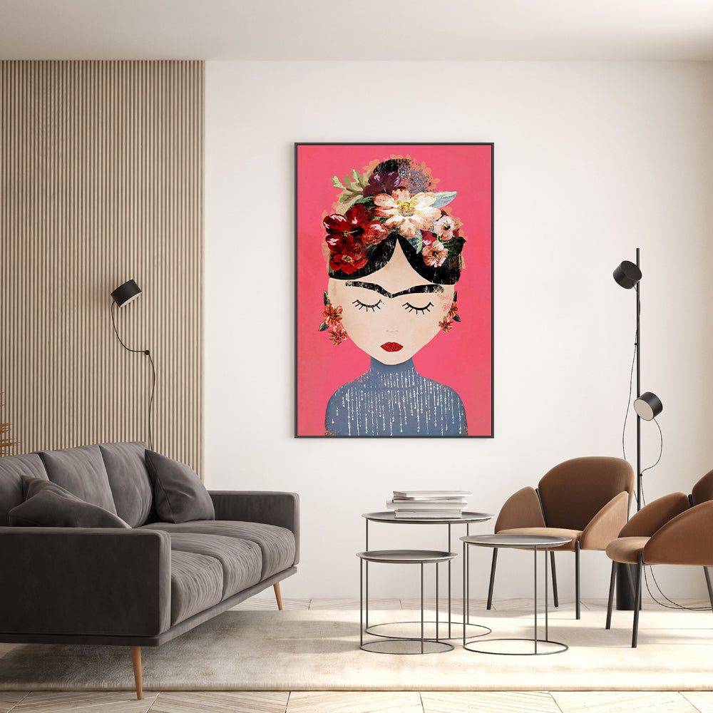 wall-art-print-canvas-poster-framed-Frida, Pink Version , By Treechild-GIOIA-WALL-ART