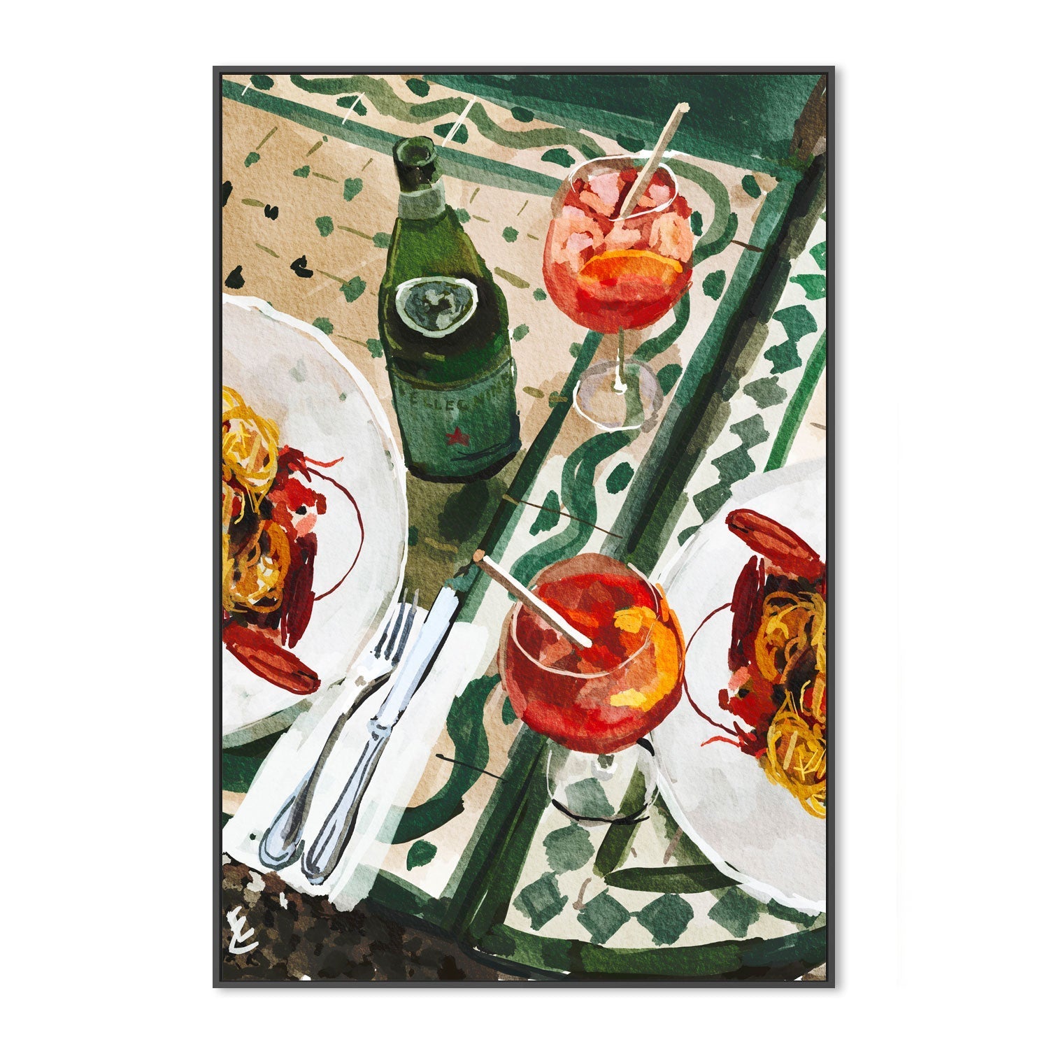 wall-art-print-canvas-poster-framed-Frutti Di Mare & Apperol Spritz , By Ekaterina Zagorska-3