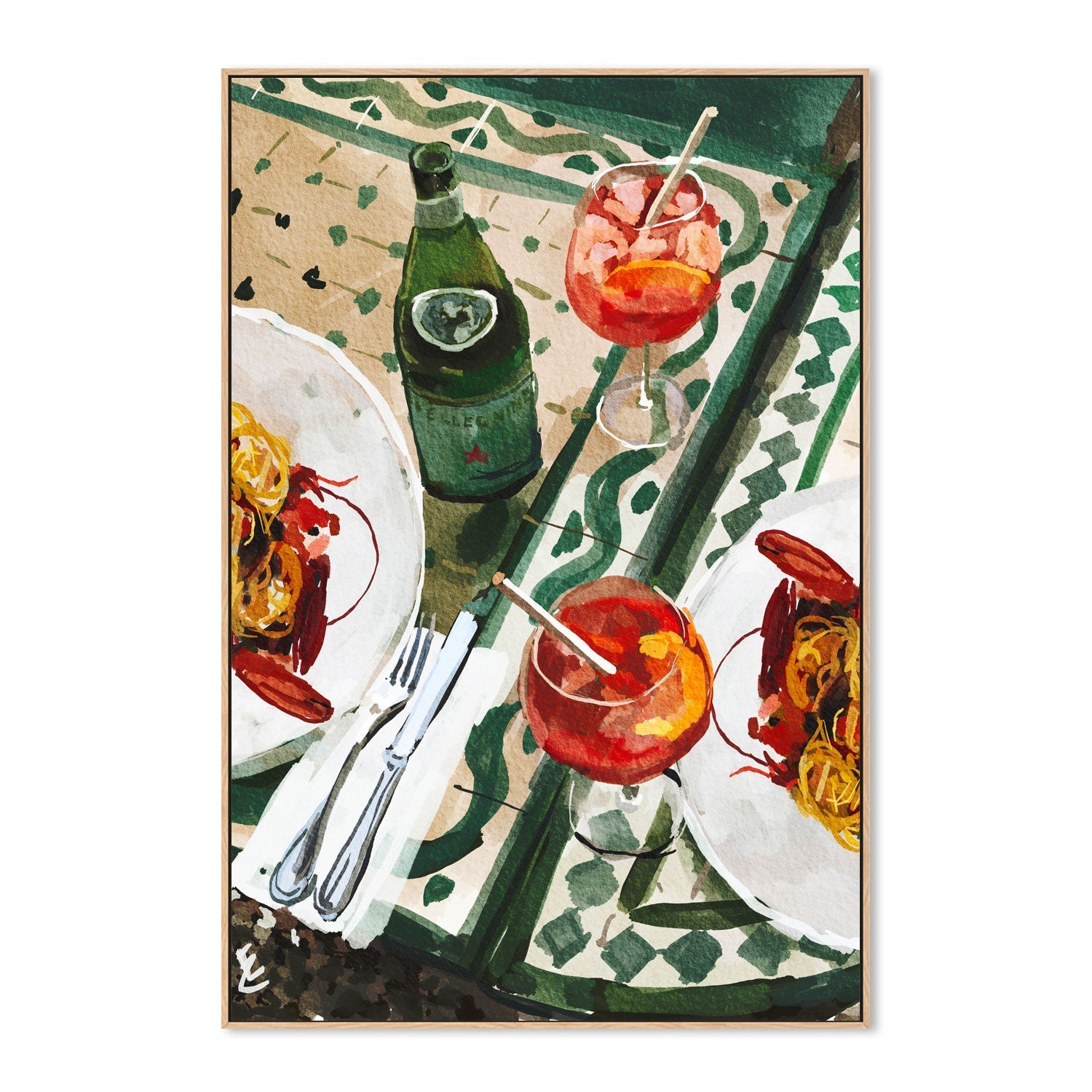 wall-art-print-canvas-poster-framed-Frutti Di Mare & Apperol Spritz , By Ekaterina Zagorska-4