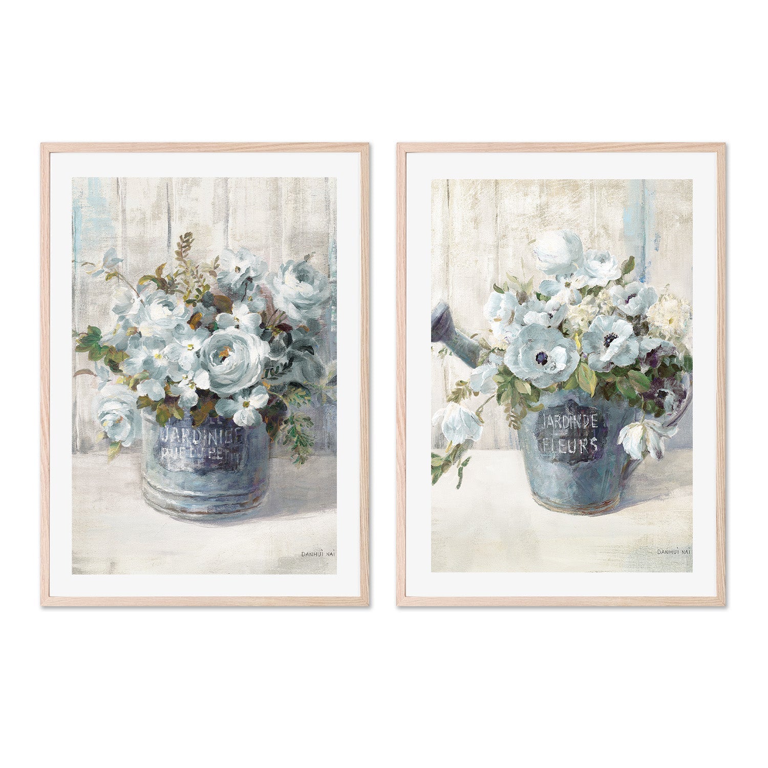 wall-art-print-canvas-poster-framed-Garden Blooms Blue, Style A & B, Set Of 2 , By Danhui Nai-6