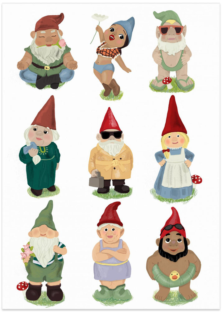 wall-art-print-canvas-poster-framed-Garden Gnomes , By Hanna Melin-1