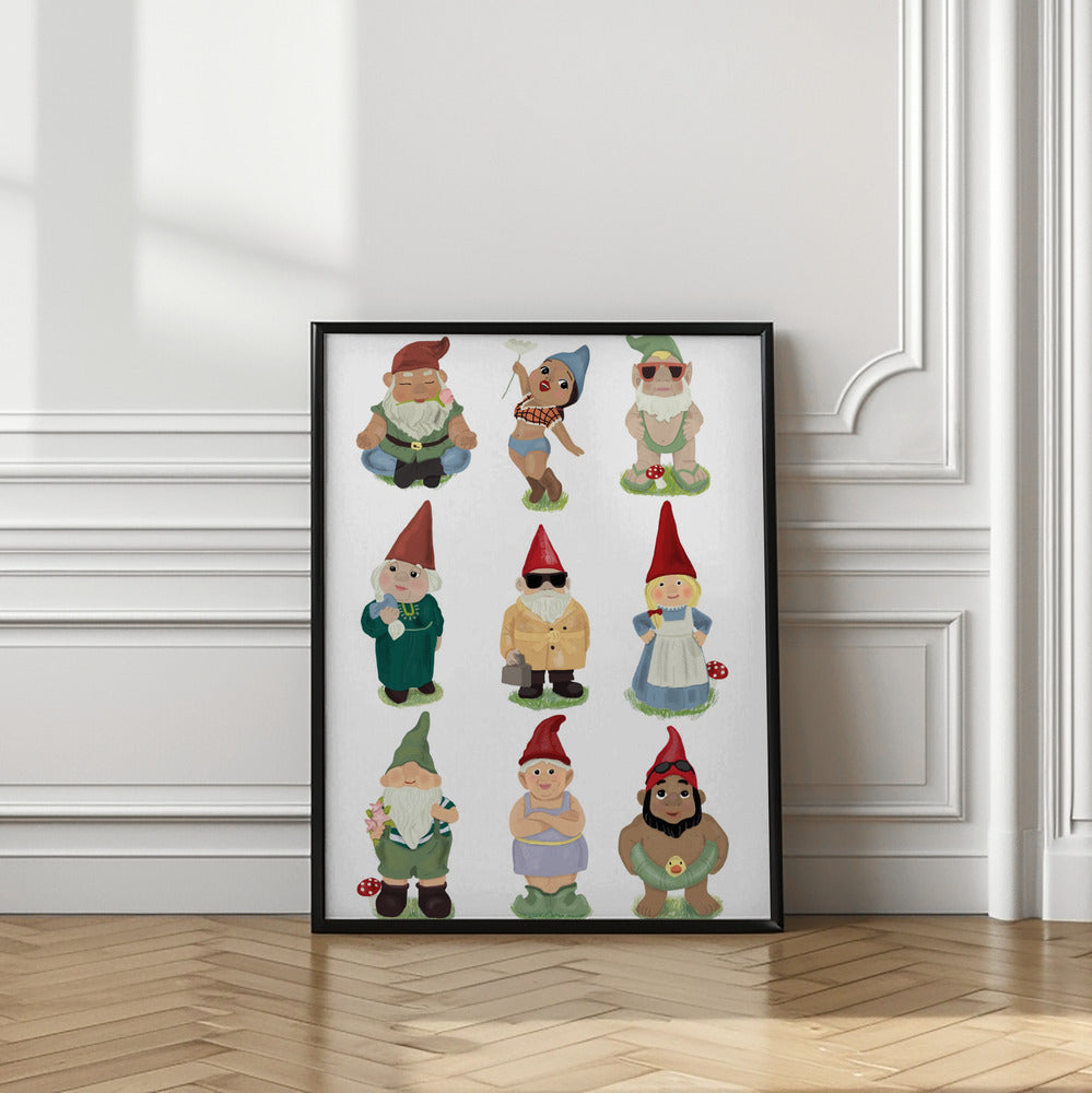 wall-art-print-canvas-poster-framed-Garden Gnomes , By Hanna Melin-2