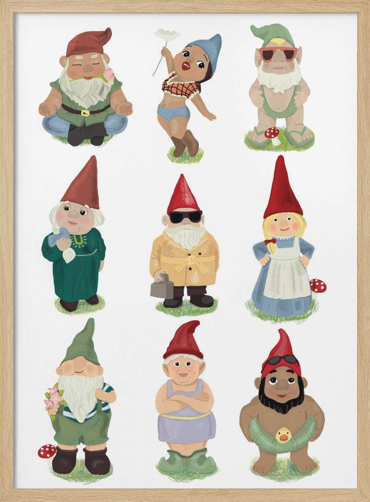 wall-art-print-canvas-poster-framed-Garden Gnomes , By Hanna Melin-4