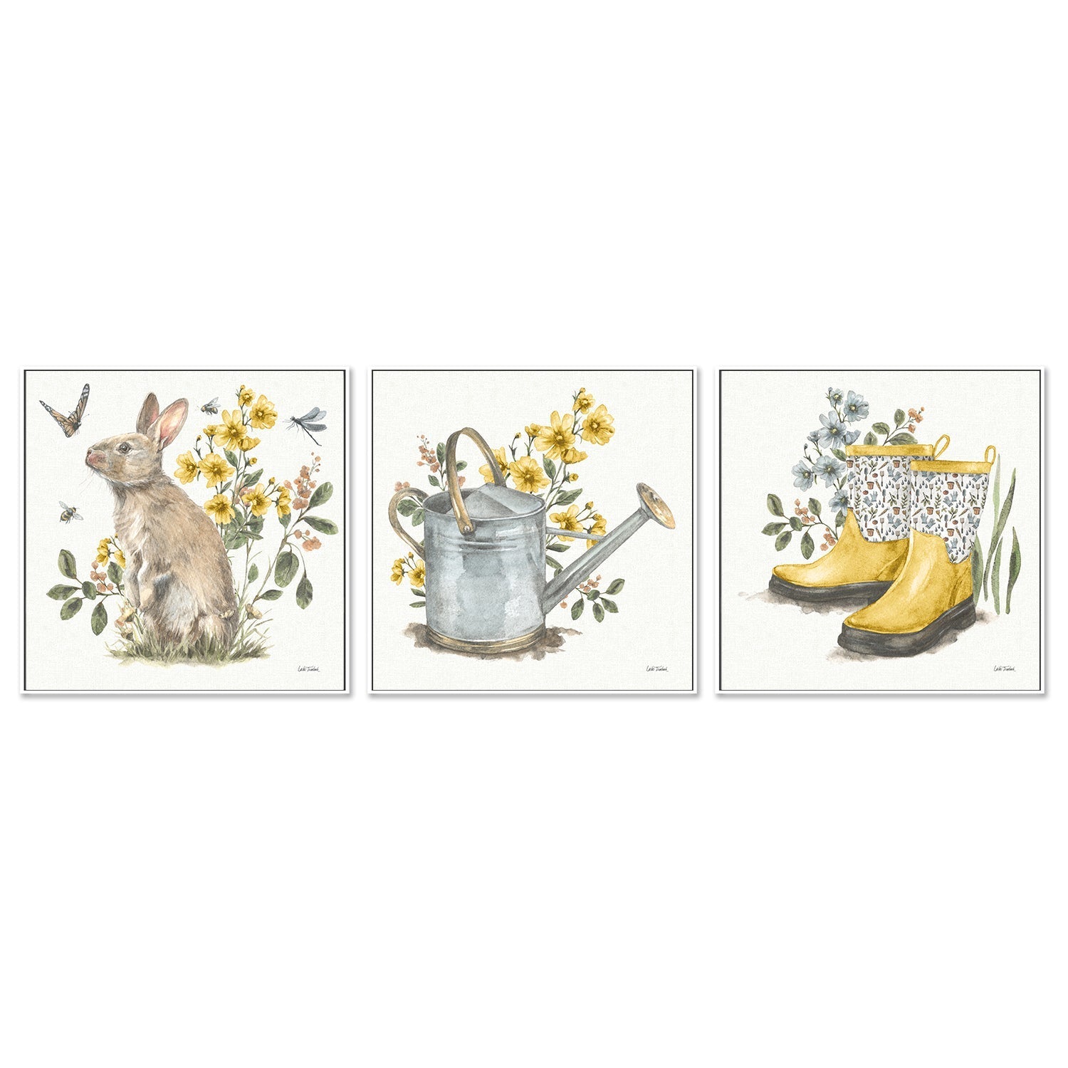 wall-art-print-canvas-poster-framed-Garden Patch Yellow, Style A, B & C, Set Of 3 , By Leslie Trimbach-5