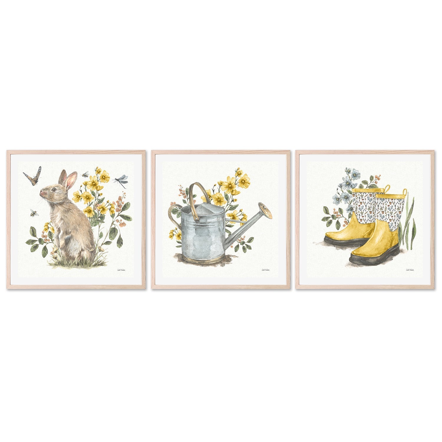 wall-art-print-canvas-poster-framed-Garden Patch Yellow, Style A, B & C, Set Of 3 , By Leslie Trimbach-6