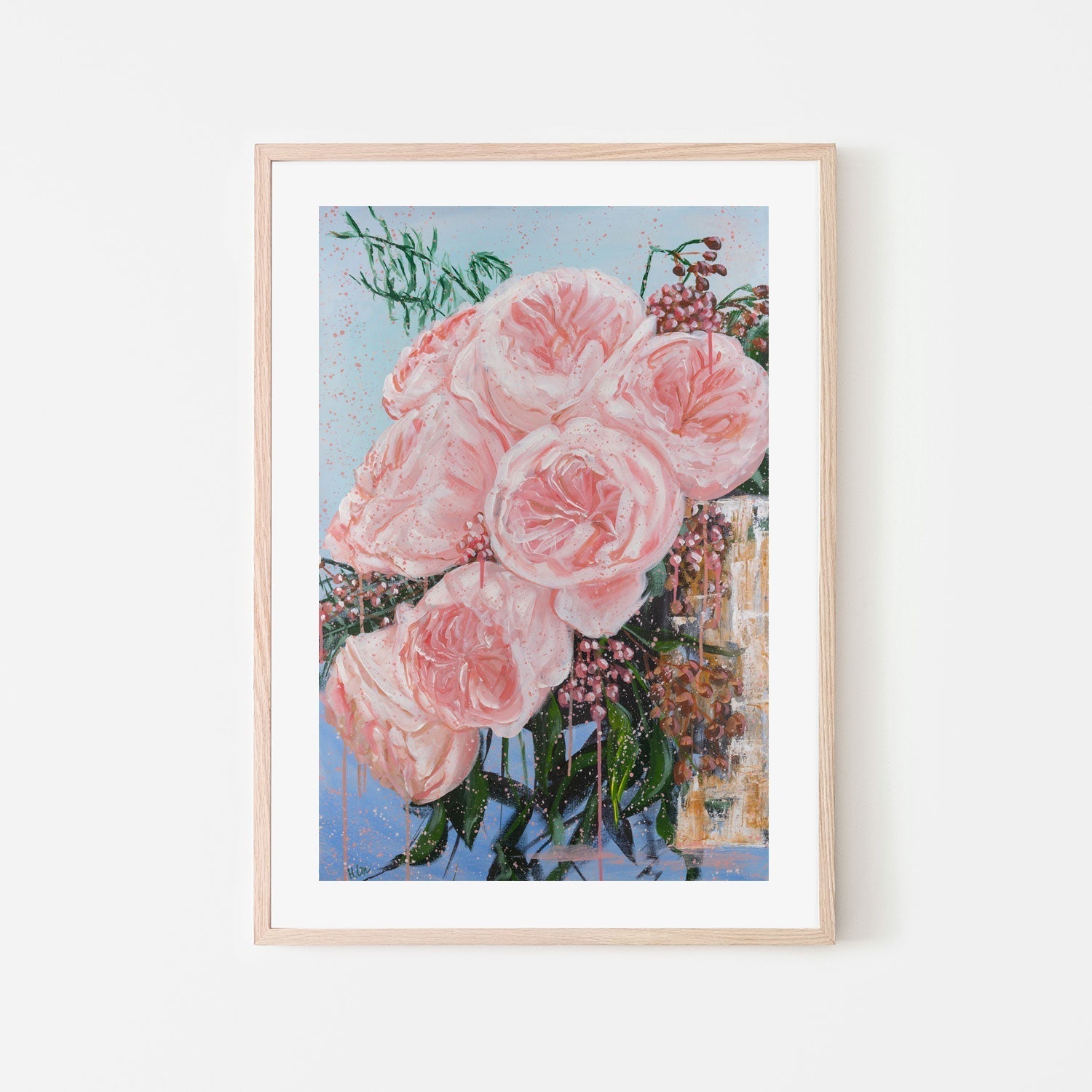 wall-art-print-canvas-poster-framed-Garden Roses Juliet In A Golden Vase , By Hsin Lin-GIOIA-WALL-ART