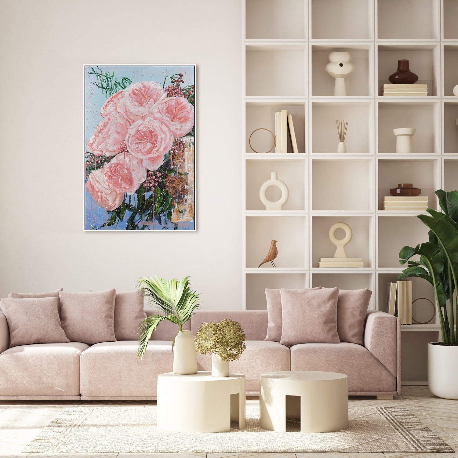 wall-art-print-canvas-poster-framed-Garden Roses Juliet In A Golden Vase , By Hsin Lin-GIOIA-WALL-ART