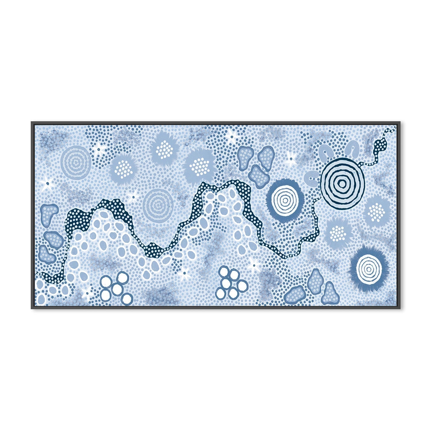 wall-art-print-canvas-poster-framed-Gathering Body Paint, Blue Version , By Danny Tjampitjinpa Possum-GIOIA-WALL-ART