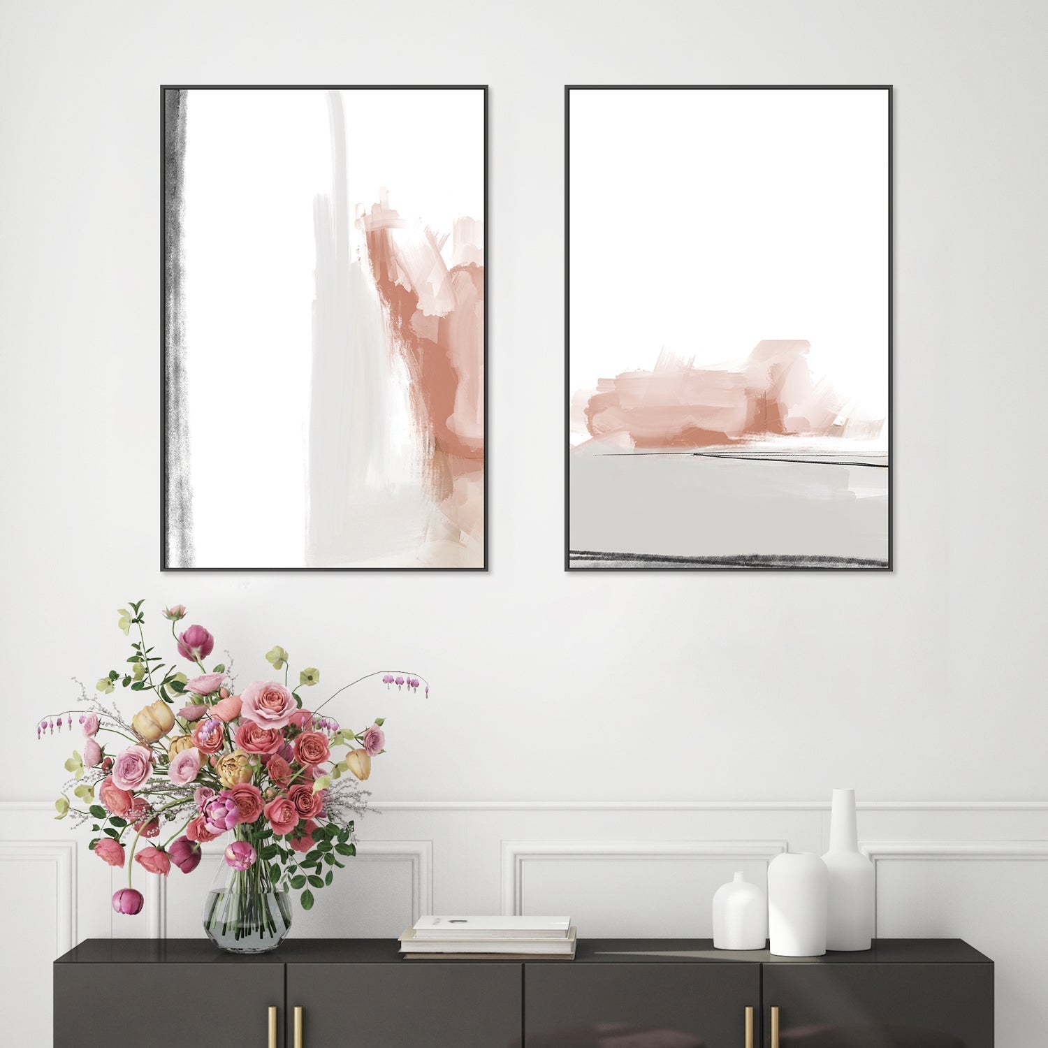 wall-art-print-canvas-poster-framed-Gentle Abstract, Style A & B, Set Of 2 , By Karine Tonial Grimm-GIOIA-WALL-ART