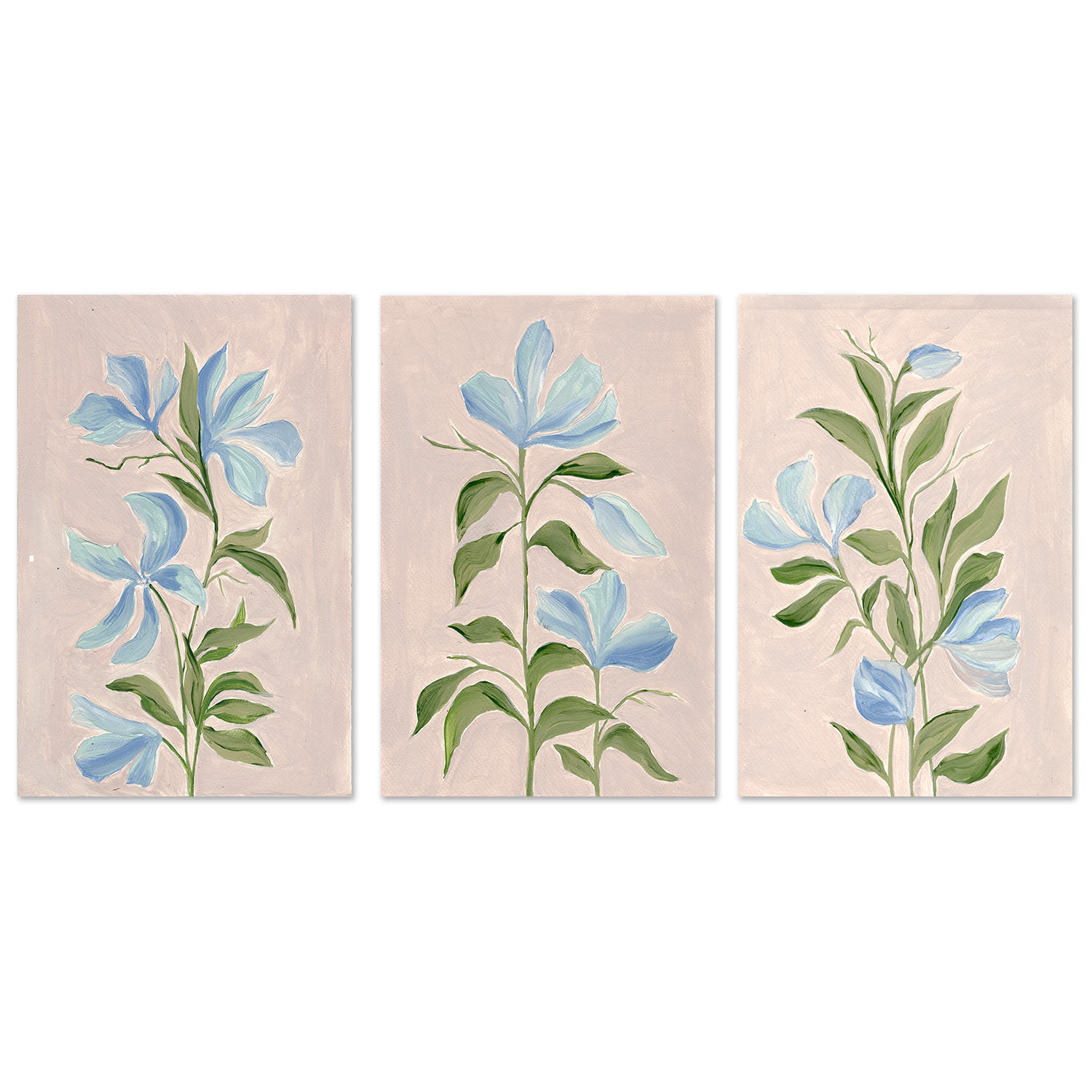 wall-art-print-canvas-poster-framed-Gentle Blossoms, Style A, B & C, Set Of 3 , By Nikita Jariwala-GIOIA-WALL-ART